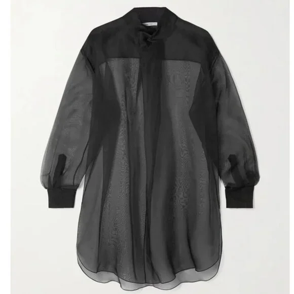 THE ROW Talia Oversized Silk-Organza Shirt - M - Picture 1 of 3